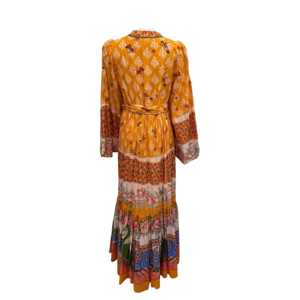 Bohemian Yellow Floral Print Maxi Dress with Tie Waist - Picture 8 of 14